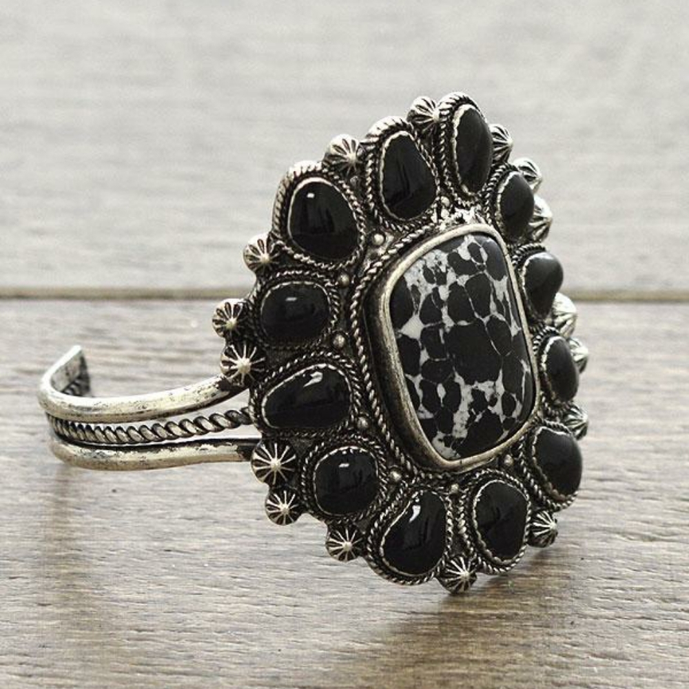 Native inspired Genuine Stone Cuff Bracelet